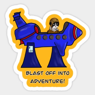 Rocket cat blast off Sticker